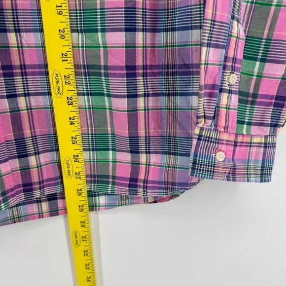 Ralph Lauren Mens Large Plaid Button Down Shirt Pink Green Purple Madras L - Picture 5 of 6